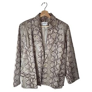 Vintage Bagatelle Python Snakeskin Print Leather Blazer